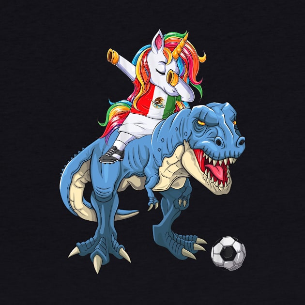 Dabbing Unicorn Dino T-Rex Flag Soccer Lovers by _So who go sayit_